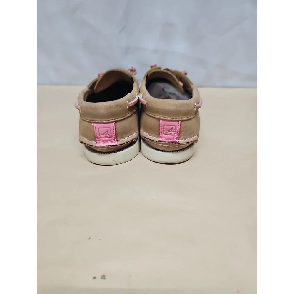 Sperry Topsiders Brown with Pink and‎ Green Stripe sz 8